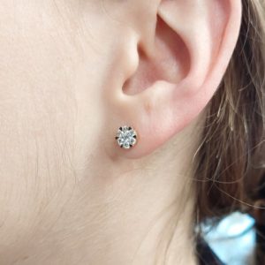 Illusion Diamant Ohrstecker Rosegold 0,63 ct. am Ohr