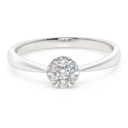 Illusion Diamantring kaufen 18K Weissgold klein 0,15 ct.