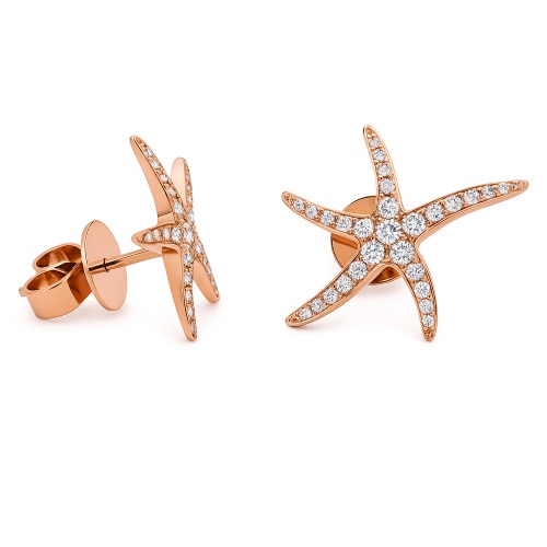 NJ24_14 Seestern Ohrstecker Rosegold 0,37 ct.