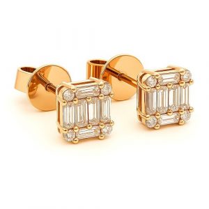 Diamant Ohrstecker Baguette Rosegold 18K