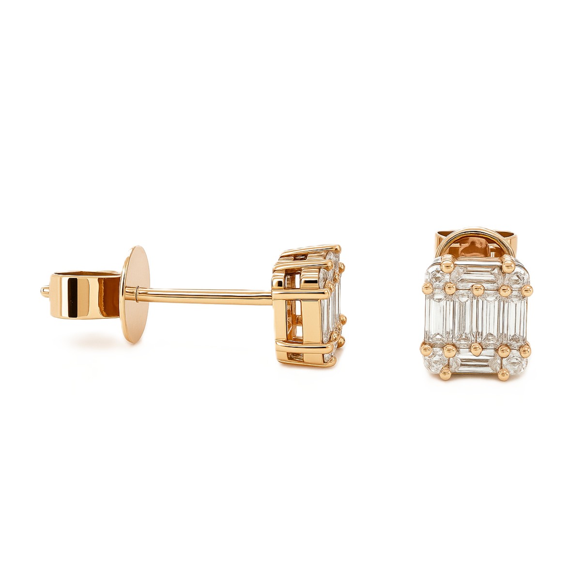 Diamant Ohrstecker Baguette Rosegold 18K
