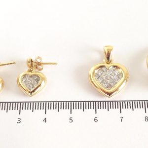 Schmuckset Gelbgold Verlobung Herz Diamanten Princess Schliff