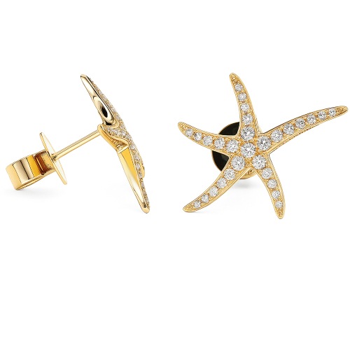 Seestern Ohrstecker Gelbgold 0,37 ct. 18K