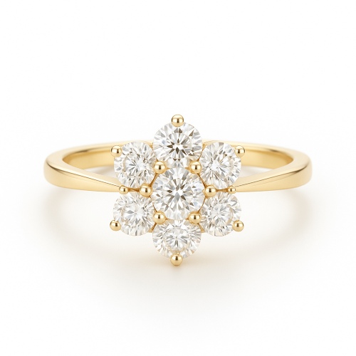 Cluster Ring Gelbgold Blüte