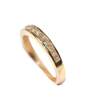 Diamantring 14K Gelbgold R10 Memory Princess