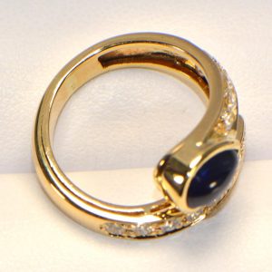 Diamantring Gelbgold Saphir Tropfen