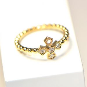 Diamantring Kreuz Gelbgold