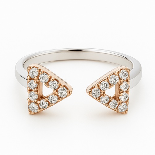 Diamantring Pfeil bicolor Rosegold Weissgold 18K