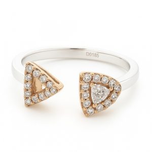 Diamantring Pfeil bicolor Rosegold Weissgold 18K