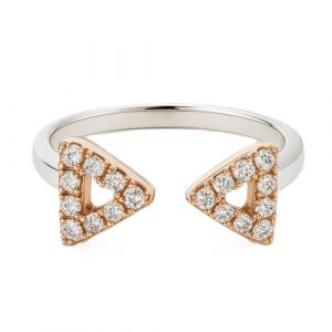 Diamantring Pfeil bicolor Rosegold Weissgold 18K