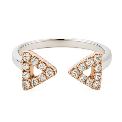 Diamantring Pfeil bicolor Rosegold Weissgold 18K
