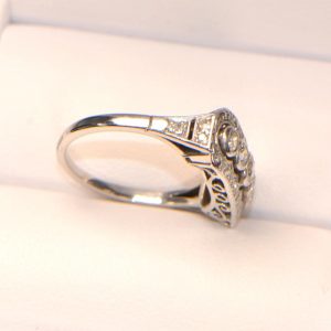 Diamantring Weissgold Altschliff Antik