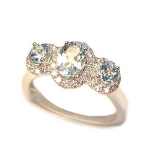 Diamantring Weissgold Aquamarin