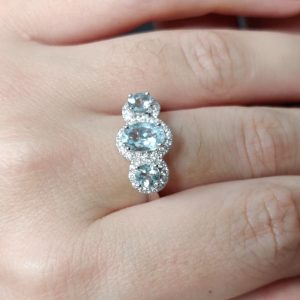 Diamantring Weissgold Aquamarin