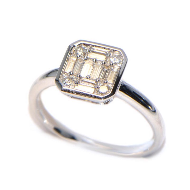 Diamantring Weissgold Baguette