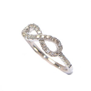 Diamantring Weissgold Schleife