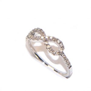 Diamantring Weissgold Schleife