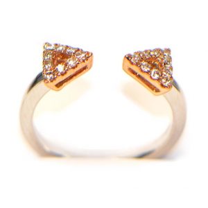 Diamantring bicolor zwei Köpfe Rosegold Weissgold