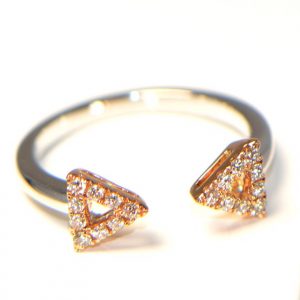 Diamantring bicolor zwei Köpfe Rosegold Weissgold