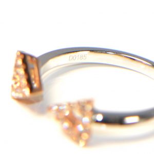 Diamantring bicolor zwei Köpfe Rosegold Weissgold