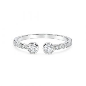 Diamantring Doppelkopf offen 2x Brillanten Pavé Weissgold