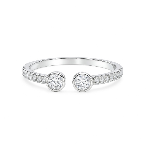 Diamantring Doppelkopf offen 2x Brillanten Pavé Weissgold