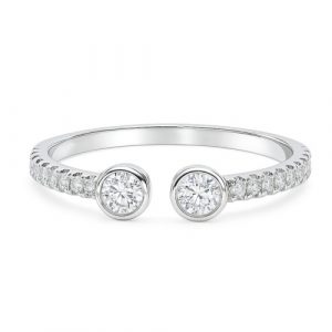 Diamantring Doppelkopf offen 2x Brillanten Pavé Weissgold