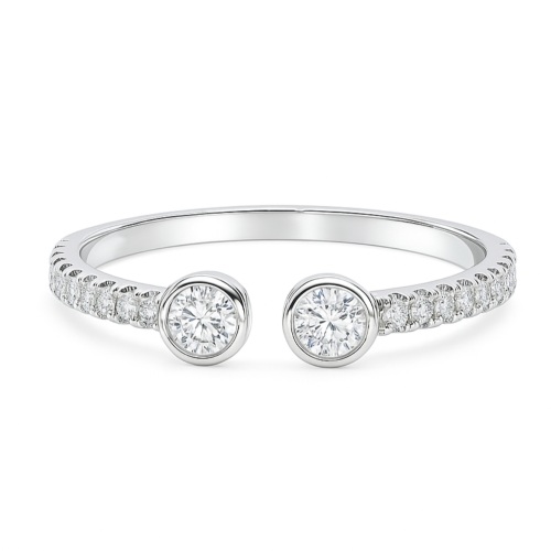 Diamantring Doppelkopf offen 2x Brillanten Pavé Weissgold