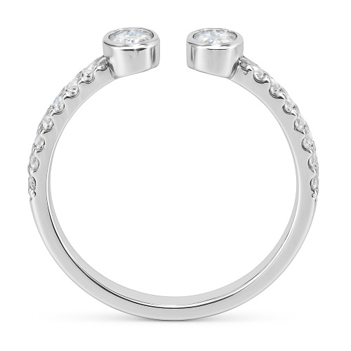 Diamantring Doppelkopf offen 2x Brillanten Pavé Weissgold