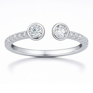 Diamantring Doppelkopf offen 2x Brillanten Pavé Weissgold