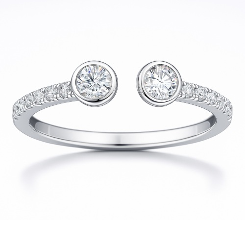 Diamantring Doppelkopf offen 2x Brillanten Pavé Weissgold