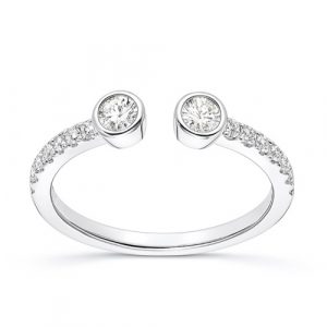 Diamantring Doppelkopf offen 2x Brillanten Pavé Weissgold