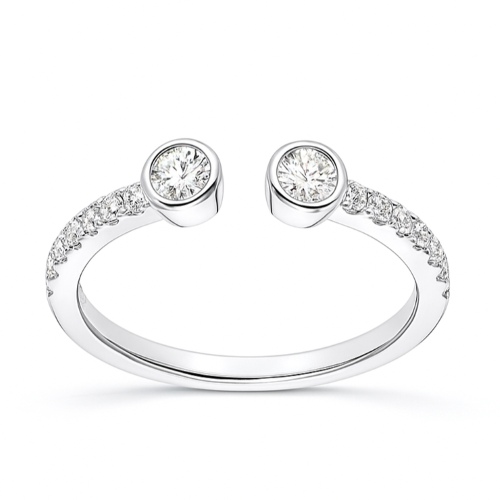 Diamantring Doppelkopf offen 2x Brillanten Pavé Weissgold