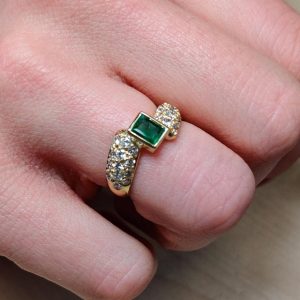 Smaragdring Brillanten Gelbgold