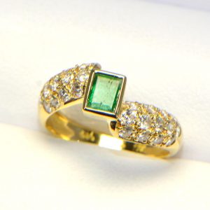 Smaragdring Brillanten Gelbgold