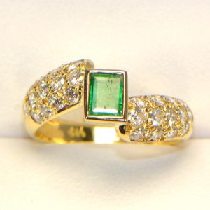 Smaragdring Brillanten Gelbgold