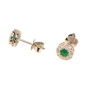 Diamant Ohrstecker Smaragd Emerald grün 18K 0,37 ct. Brillant
