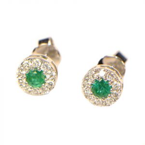 Diamant Ohrstecker Smaragd Emerald grün 18K 0,37 ct. Brillant