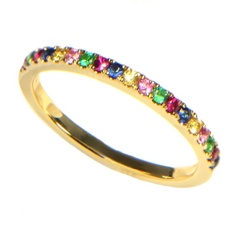Farbsteine Ring in Gelbgold Saphir Rubin Smaragd