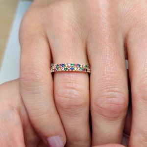 Farbsteine Ring in Gelbgold Saphir Rubin Smaragd