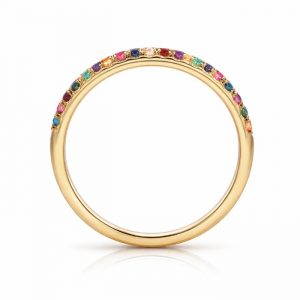 Memory Ring bunt Gelbgold Smaragd Saphir Rubin 18K