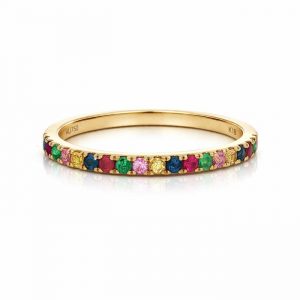 Memory Ring bunt Gelbgold Smaragd Saphir Rubin 18K