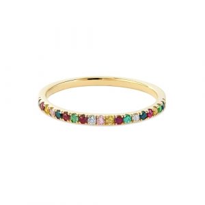 Memory Ring bunte Saphire 18K Gelbgold