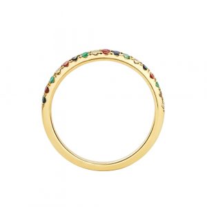Memory Ring bunte Saphire 18K Gelbgold