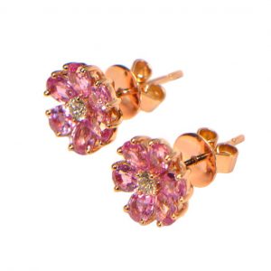 Ohrstecker Rosegold pink rosa Saphir Safir Diamant 18K