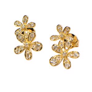 Diamant Ohrstecker Blüten Gelbgold