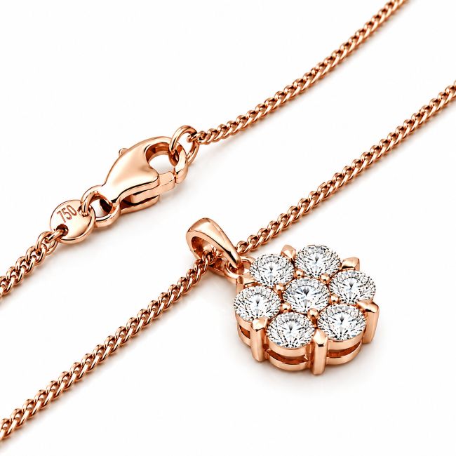 Diamant Anhänger, Diamantanhänger, Illusion, Rosegold, Gold, 750, 18K