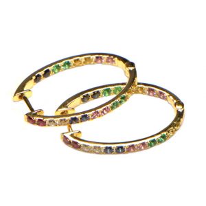 Diamant Creolen bunt Edelsteine Saphir Smaragd Rubin