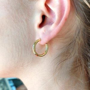 Gold Ohrringe Creolen 20 mm UNOAERRE Gelbgold 18K