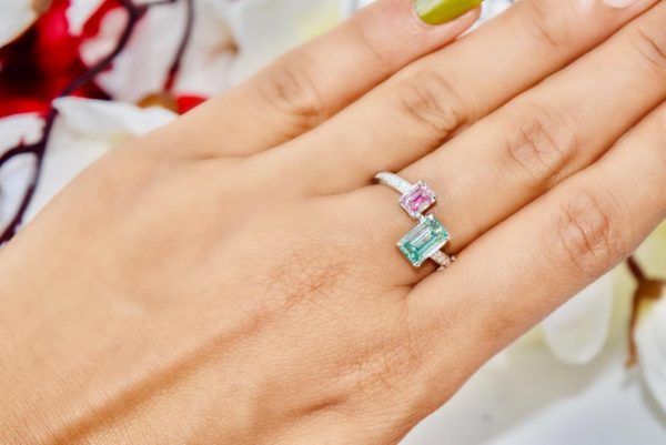 Emerald Cut Ring Farbdiamanten